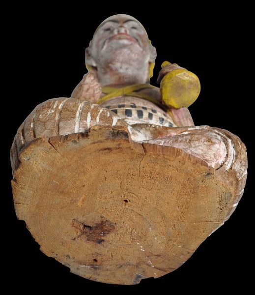 Balinese Carved Wooden Polychrome Figures Of A Hindu Priest And His