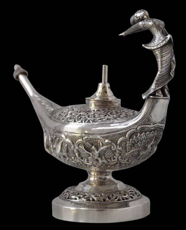 Colonial Burmese Silver Lamp - Michael Backman Ltd