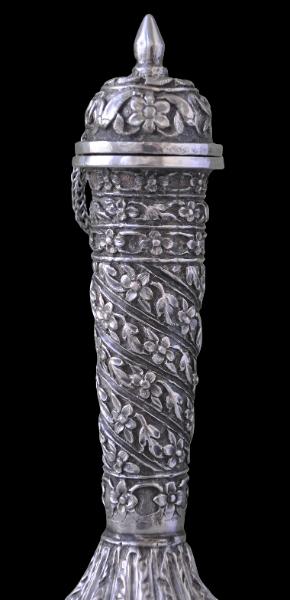 Superb, Chinese Silver Water Pipe Flask - Michael Backman Ltd