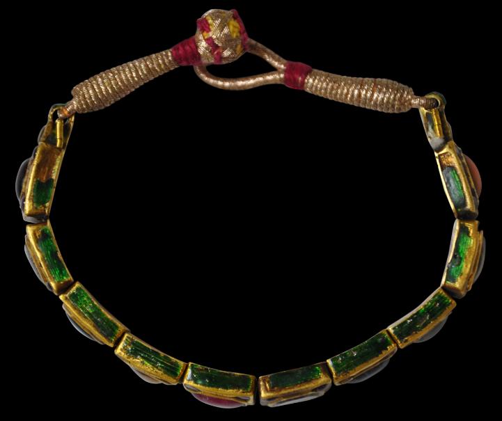 Antique Pair Bracelets Gold Gems Enamel Mughal Navaratna Amulets Appraisal (5759
