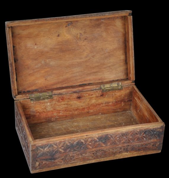 Malay Carved Wooden Box inset with Bone - Michael Backman Ltd