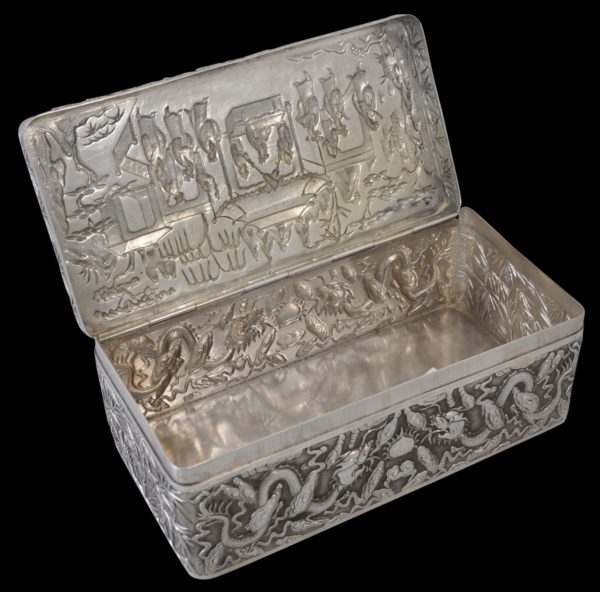 Chinese Export Silver Table Box by Wang Hing with Glasgow Import Marks ...