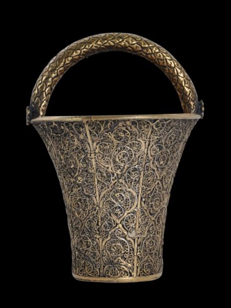 Rare, Indo-Portuguese Ceremonial Gilded Silver Filigree Flower Basket ...