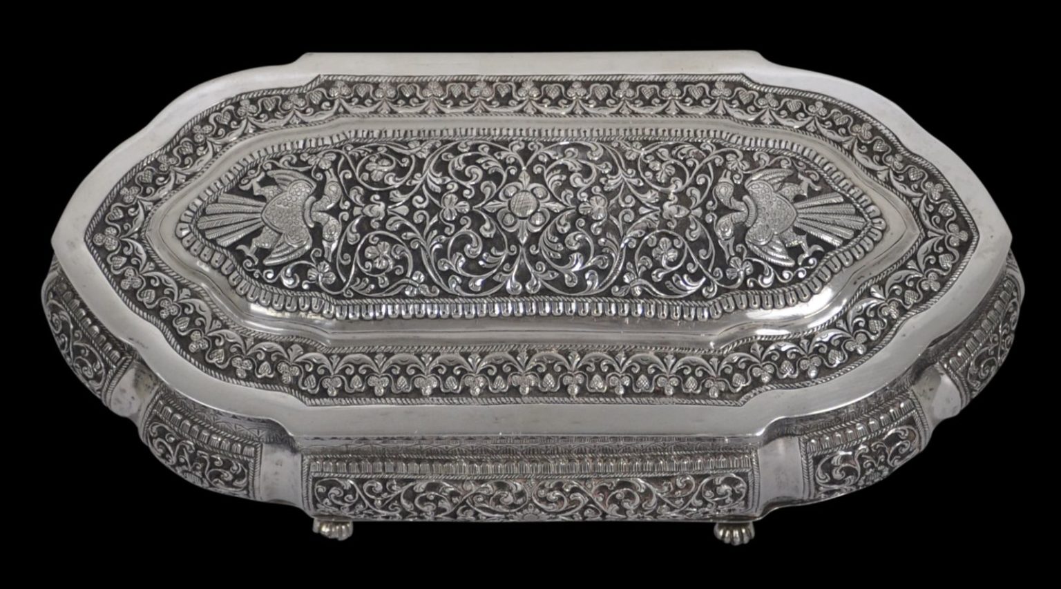 Fine, Sri Lankan Silver Box Decorated with Bherunda Motifs - Michael ...