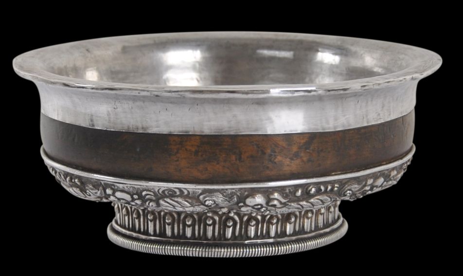 Tibetan Burlwood & Silver Eating Bowl - Michael Backman Ltd