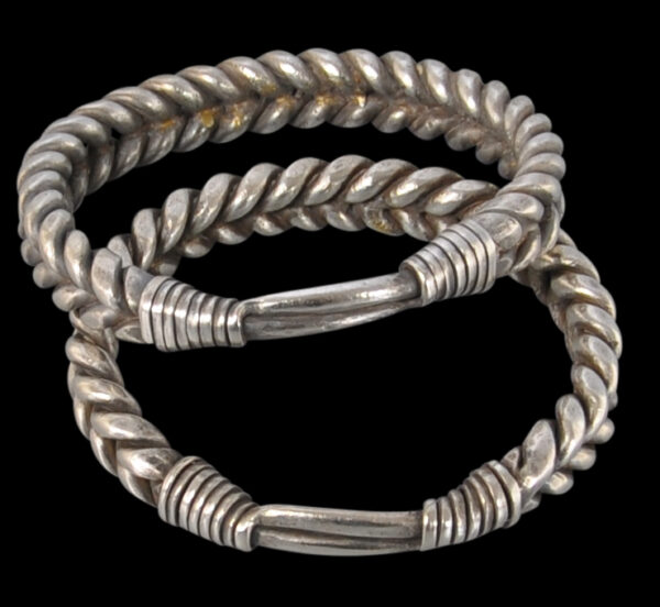 Superb Pair of Wa or Akha Braided Silver Bracelets - Michael Backman Ltd