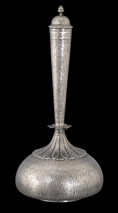 Kashmir Tall Silver Flask - Michael Backman Ltd