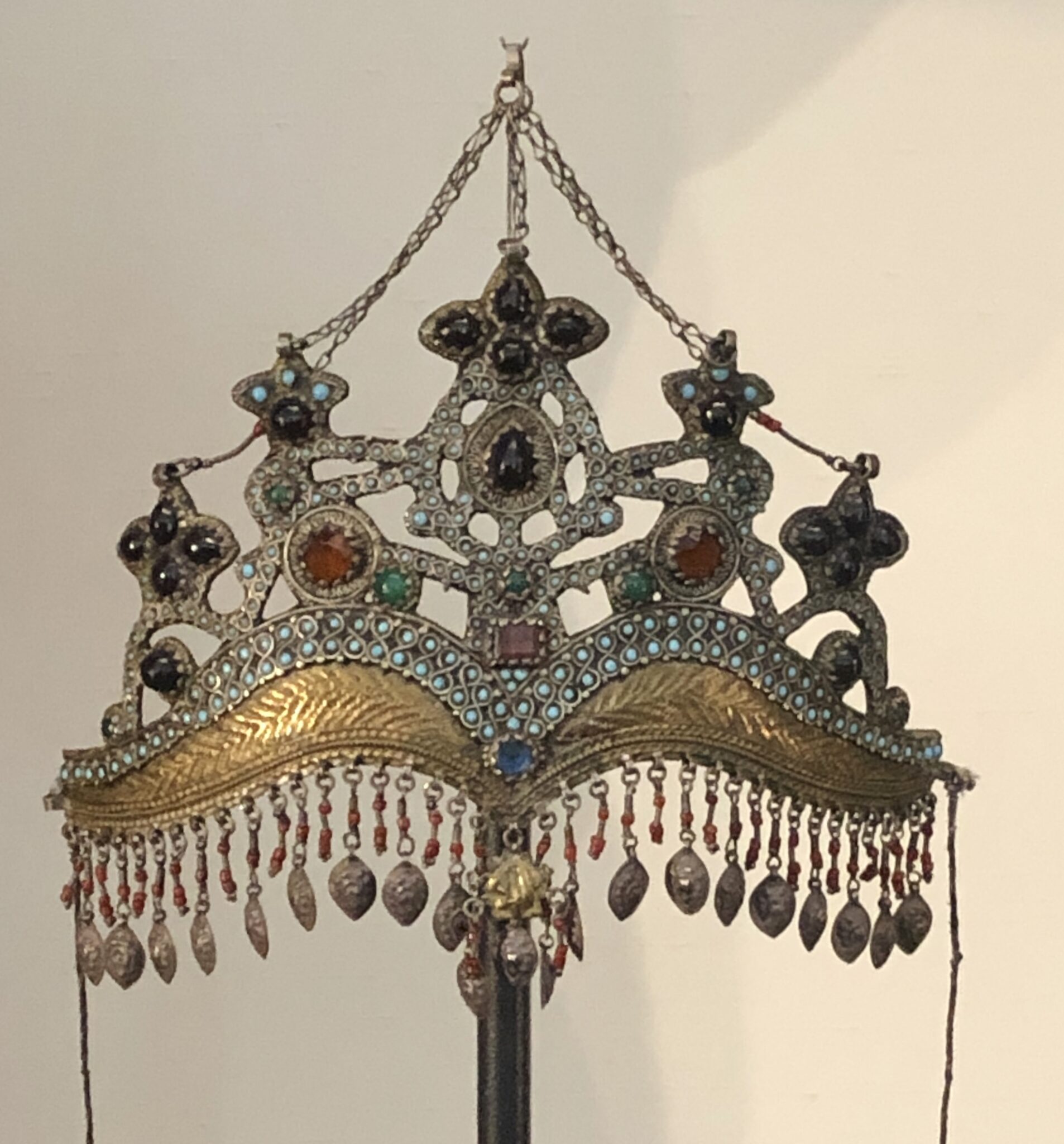 Uzbek Silver-Gilt Bridal Crown (Kosh-e-tilla) - Michael Backman Ltd