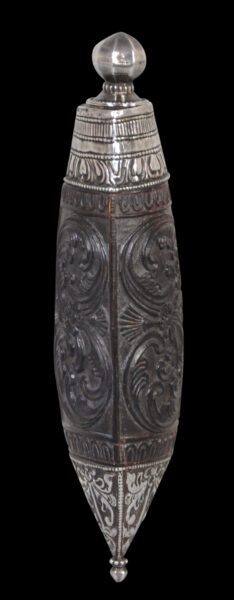 Sri Lankan Carved Nut Snuff Box with Chased Silver Mounts - Michael ...