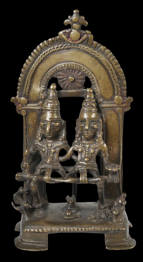 Fine Indian Village Brass Image of Shiva & Parvati - Michael Backman Ltd