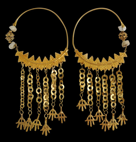 Exceptional Pair of Algerian Large & Heavy, Solid Gold Earrings ...