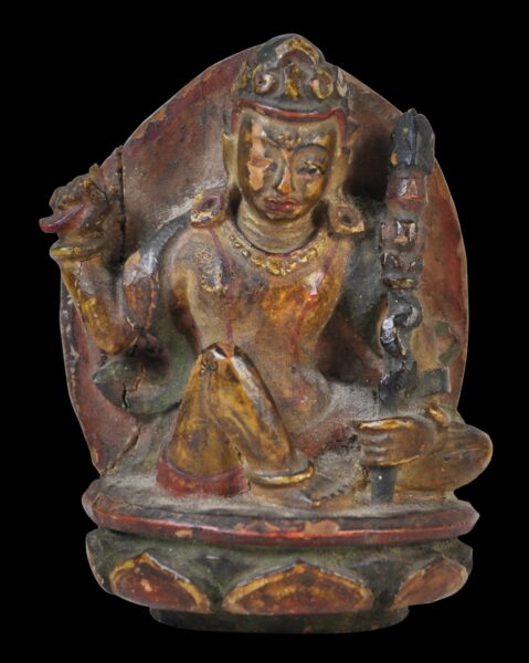 Tibetan Silver Ga'u with Enclosed Early Wooden Image of Padmasambhava ...