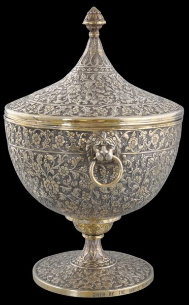 Important, Early Colonial Indian Gilded-Silver Covered Vase Presented ...