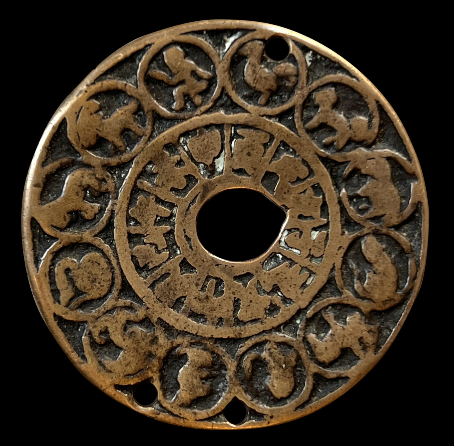 Tibetan Bronze Two-Sided Zodiac Tokcha - Michael Backman Ltd
