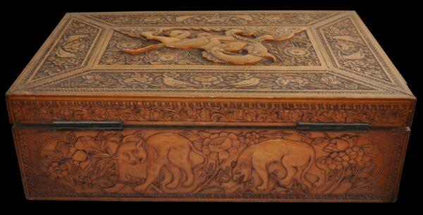 Fine, Persian Carved Wooden Box - Michael Backman Ltd