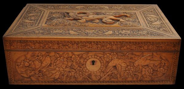 Fine, Persian Carved Wooden Box - Michael Backman Ltd