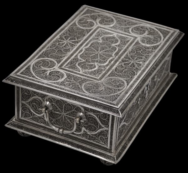 Unusually Large, Silver Filigree Betel Box - Michael Backman Ltd