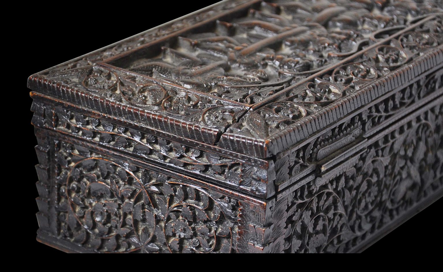 South Indian Carved Wooden Box - Michael Backman Ltd