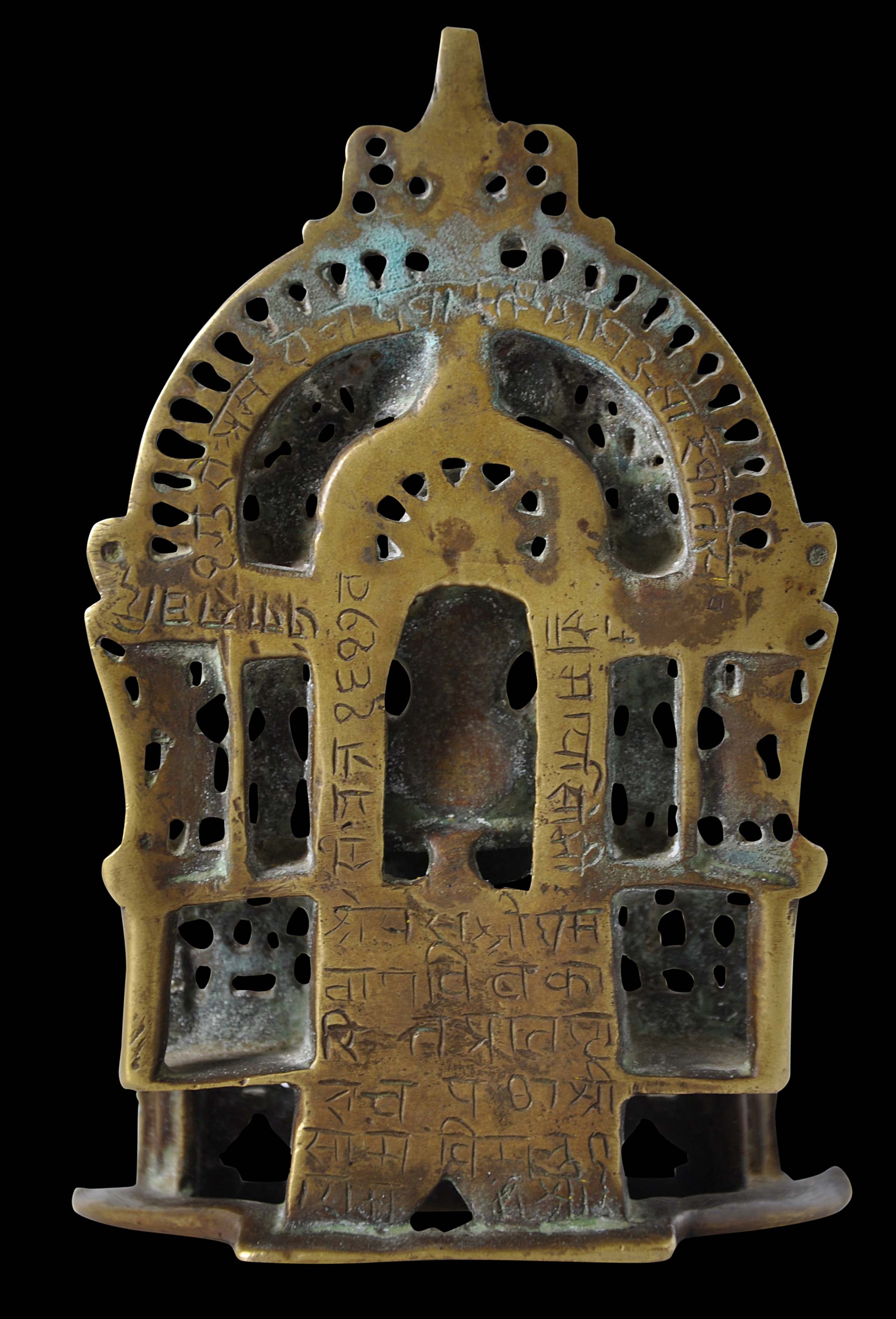 Indian Bronze Jain Image With Silver Inlay