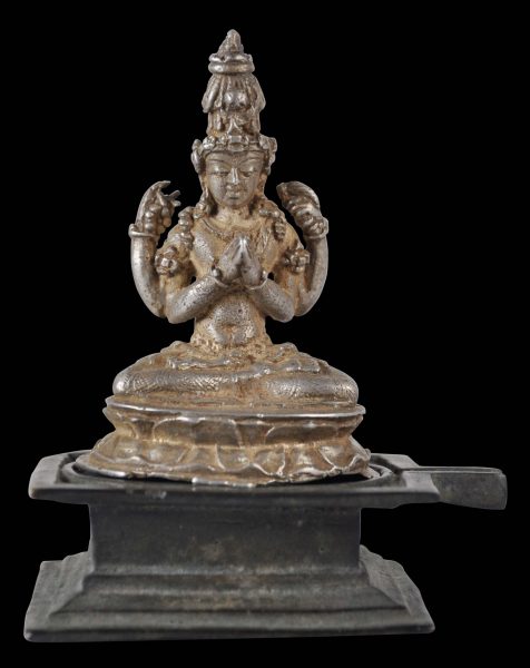 Javanese Cast Silver Image of Shiva with Bronze Yoni Base - Michael ...