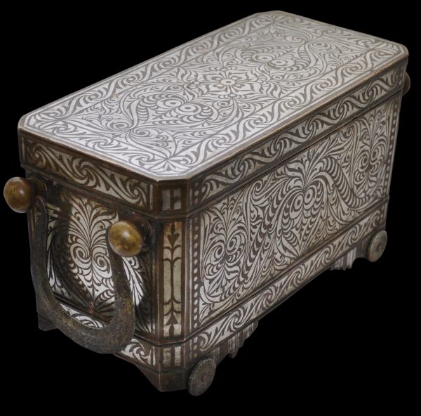 Large Silver-Inlaid Brass Betel Box (Lutuan) - Michael Backman Ltd