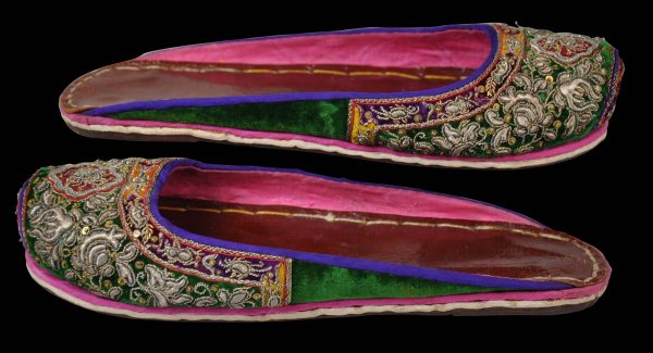 Pair of Straits Chinese Embroidered & Couched Wedding Slippers ...