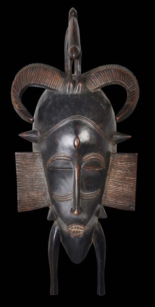 Senufo Carved Wooden Face Mask (Kpelie) - Michael Backman Ltd