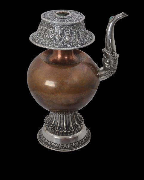 Tibetan Water Ewer with Chased Silver Mounts (Bumpa or Laybum ...