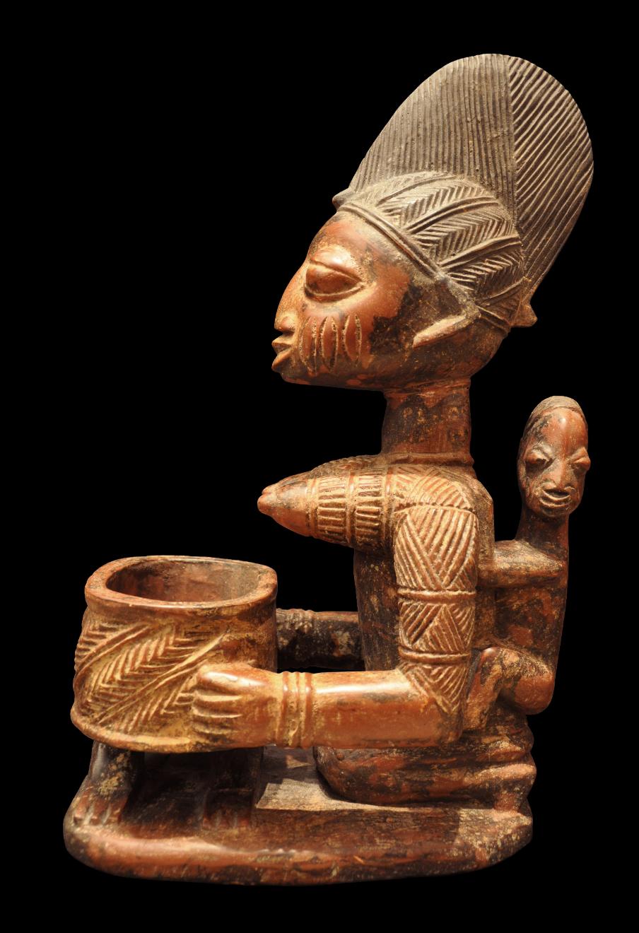 Yoruba Carved Wooden Maternity Figure Bowl possibly by 